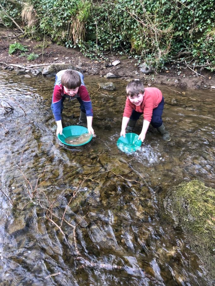Tom and James panning for Treasure!