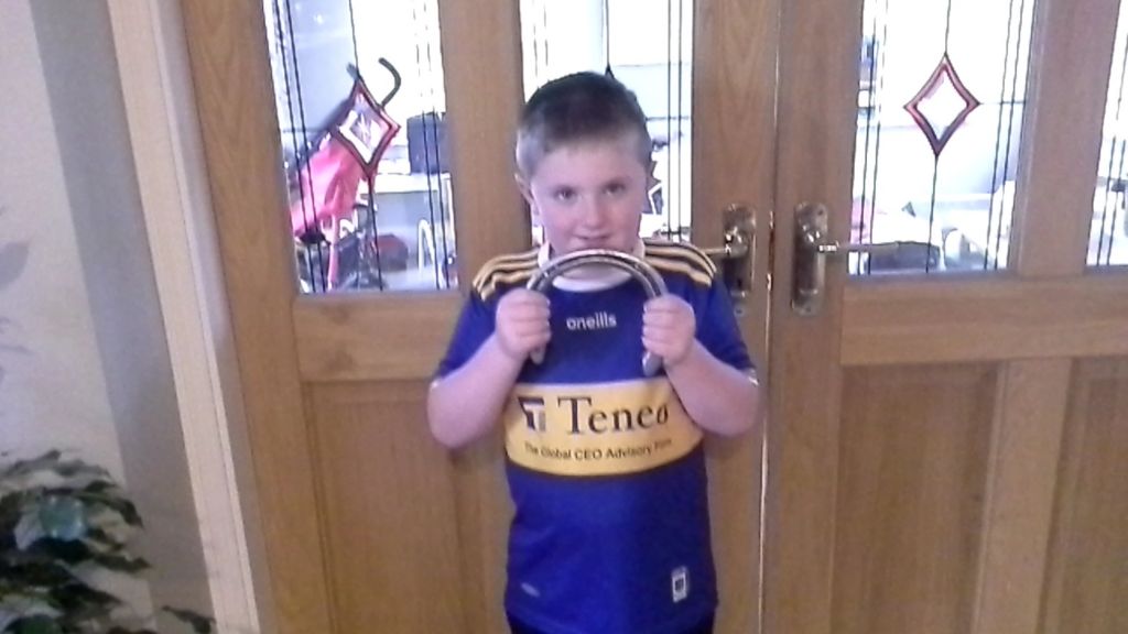 James the proud owner of a lovely horseshoe