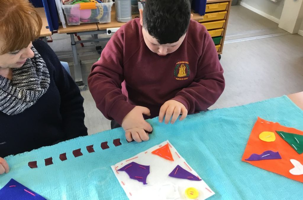 The children have been busy creating in Fabric and Fibre. Here we are working on ‘Aladdin’s Magic Carpet!’