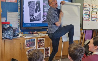 Alan Nolan visit to Scoil Naomh Cualán